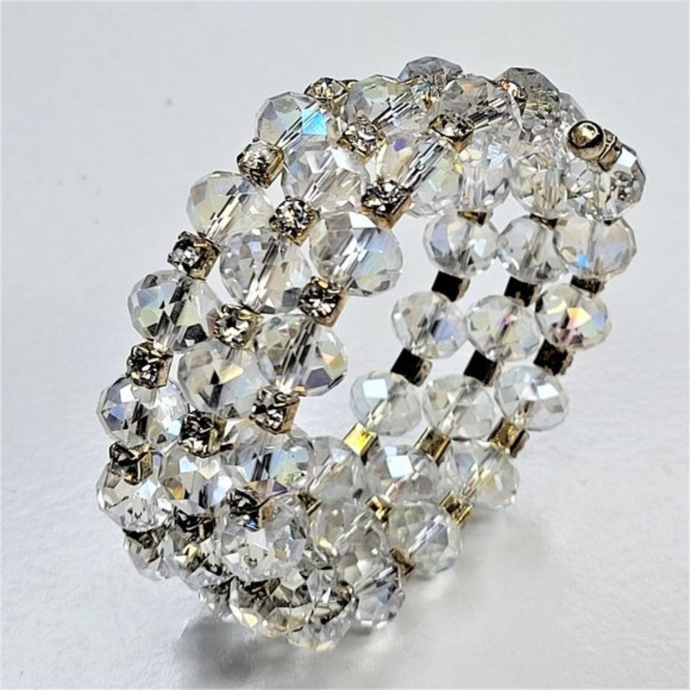 Clear Sparkling Fashion Crystal Glass Wrap Around Bracelet
